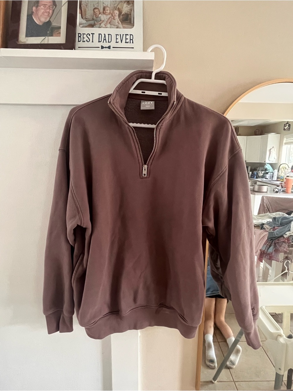 Aritzia Half-Zip Pullover Sweatshirt - Chocolate Brown